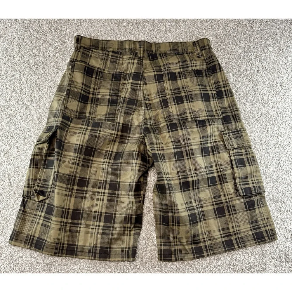 Vintage Chams Cargo Shorts Men's Size 36 Plaid Green NWT Y2K 2000s